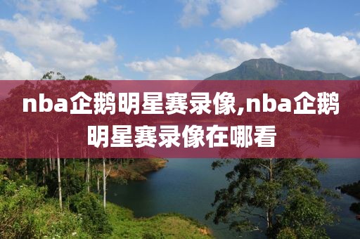 nba企鹅明星赛录像,nba企鹅明星赛录像在哪看